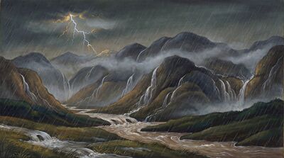 Mountains in Heavy Monsoon Rain Canvas Wall Art