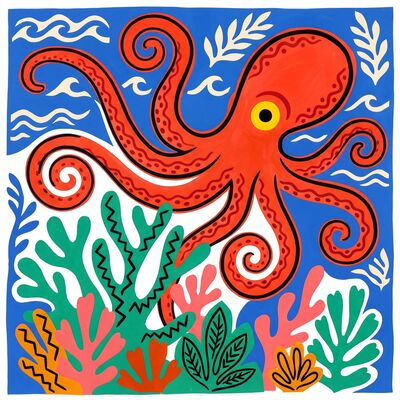Matisse Style Bold Octopus Canvas Painting