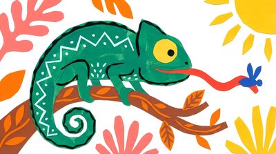 Matisse Inspired Chameleon on Branch Canvas Painting