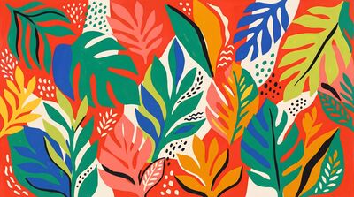 Abstract Colorful Leaf Patterns Canvas Wall Art