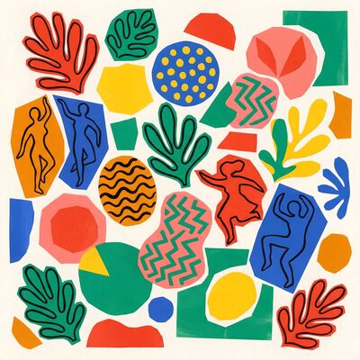Matisse Style Paper Shapes Composition Canvas Painting