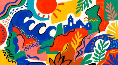 Matisse Inspired Mediterranean Abstract Canvas Painting