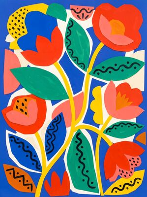 Matisse Style Botanical Abstract Canvas Painting