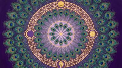 Peacock Feather Sacred Mandala Canvas Painting