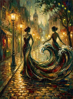 Romantic Ocean Wave Embrace Canvas Wall Art