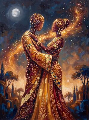 Couple as Star Constellations Canvas Wall Art