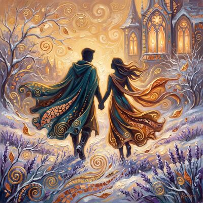 Lavender Field Romance at Sunset Canvas Wall Art