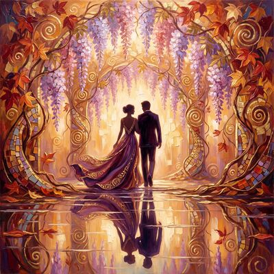Romantic Wisteria Tunnel Walk Canvas Painting