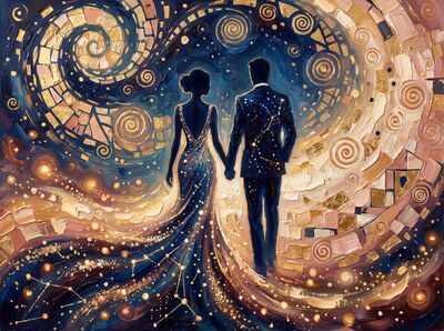 Lovers Written in the Stars Canvas Wall Art