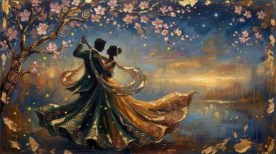 Cherry Blossom Romance in Spring Canvas Painting