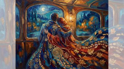 Romantic Vintage Train Ride Canvas Painting