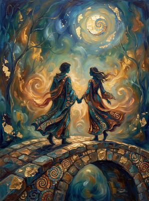 Moonlight Bridge Romance Canvas Painting