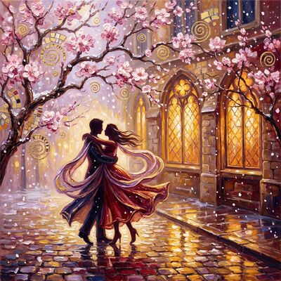 Romantic Sakura Rain Romance Canvas Wall Art
