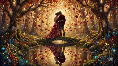 Autumn Leaves Romance Canvas Wall Art