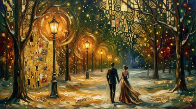 Winter Park Lamppost Romance Canvas Painting