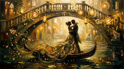 Gondola Romance Under Venetian Lights Canvas Wall Art