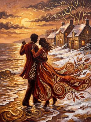 Partners Dancing by the Sea Canvas Wall Art