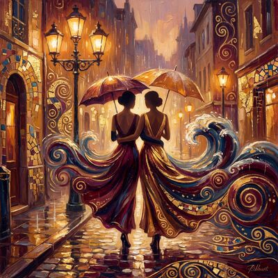 Two Waves United in Love Canvas Painting