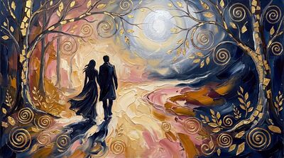 Two Colors Merging as One Canvas Painting