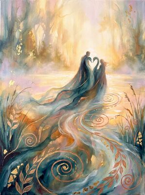 Swan Heart on Tranquil Lake Canvas Painting