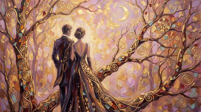 Two Figures as Intertwined Branches Canvas Wall Art