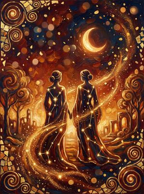 Celestial Lovers in Stardust Canvas Wall Art