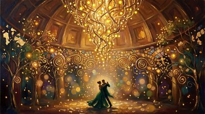 Ballroom Romance Under Chandelier Canvas Painting