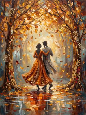 Forest Dance Under Autumn Canopy Canvas Painting