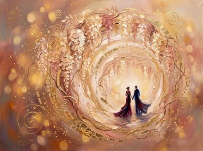 Wisteria Bloom Romance Walk Canvas Painting