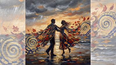 Couple Dancing on Beach at Sunset Canvas Painting