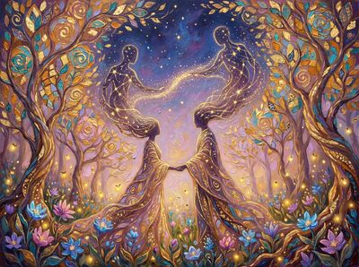 Romantic Night Sky Constellations Canvas Painting