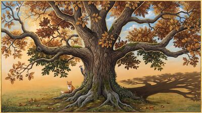 Golden Oak Autumn Tree Glory Canvas Wall Art