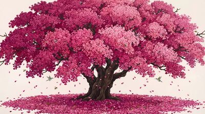 Tree Covered Dense Blooms Joy Canvas Painting