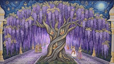 Wisteria Tree Purple Cascading Canvas Wall Art