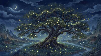 Firefly Illuminated Magic Tree Canvas Wall Art