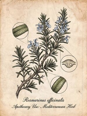Vintage Rosemary Sprig Botanical Canvas Wall Art