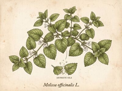 Lemon Balm Vintage Botanical Canvas Wall Art