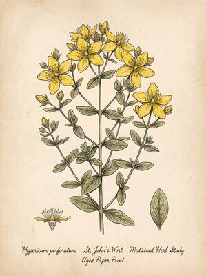 Vintage Botanical St Johns Wort Canvas Wall Art