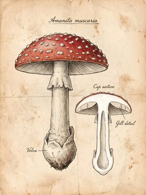 Vintage Botanical Fly Agaric Classic Canvas Painting