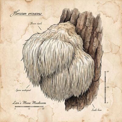 Lions Mane Vintage Botanical Canvas Wall Art