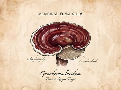 Vintage Botanical Reishi Shelf Canvas Wall Art