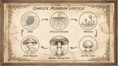 Vintage Botanical Mushroom Lifecycle Plate Canvas Wall Art