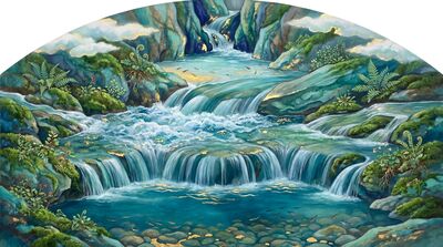 Terraced Stepped Waterfall Levels Canvas Painting