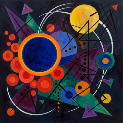 Several Circles Abstract Canvas Painting