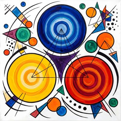 Circle Trio Dialogue Abstract Canvas Painting