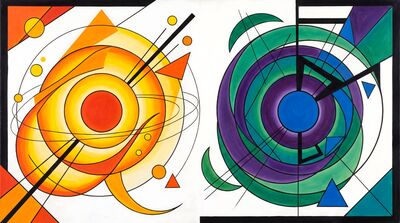 Twin Orbits Abstract Canvas Painting