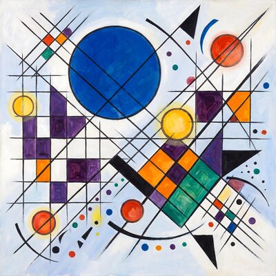 Sphere and Grid Abstract Canvas Wall Art