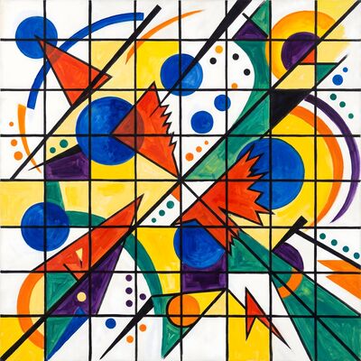 Grid Rebellion Abstract Canvas Wall Art