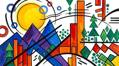 Geometric Landscape Abstract Canvas Wall Art