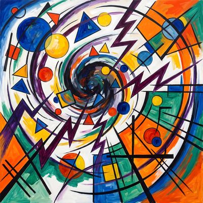 Geometric Storm Abstract Canvas Painting